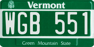 VT license plate WGB551