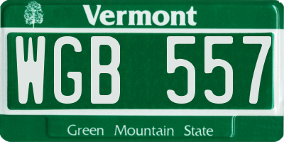 VT license plate WGB557