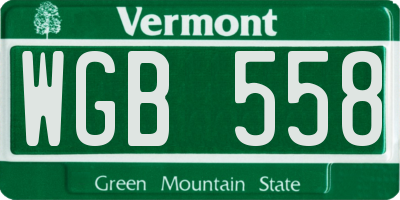 VT license plate WGB558