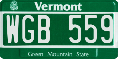 VT license plate WGB559