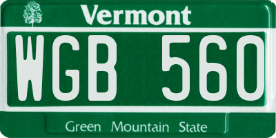 VT license plate WGB560
