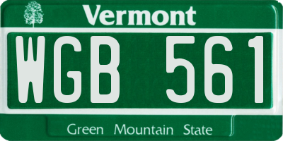VT license plate WGB561