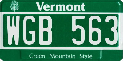 VT license plate WGB563