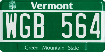 VT license plate WGB564