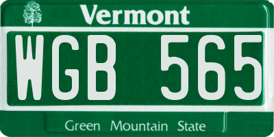 VT license plate WGB565