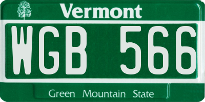 VT license plate WGB566