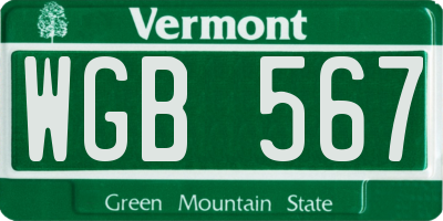 VT license plate WGB567