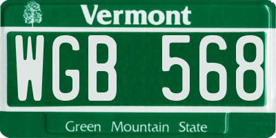 VT license plate WGB568