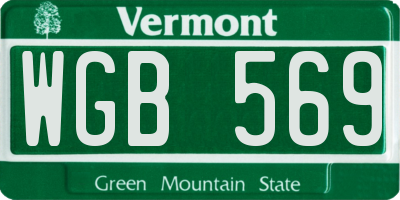 VT license plate WGB569