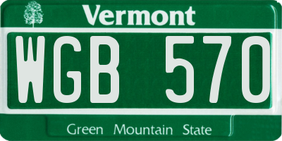 VT license plate WGB570