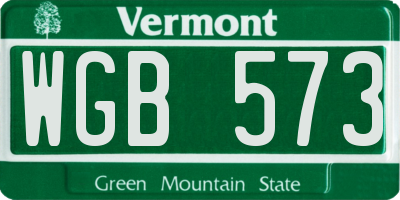 VT license plate WGB573