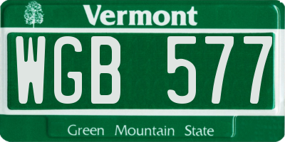 VT license plate WGB577