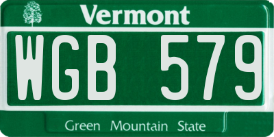 VT license plate WGB579