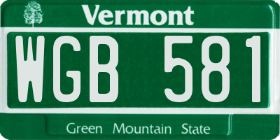 VT license plate WGB581