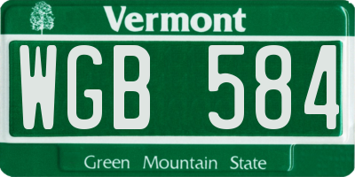 VT license plate WGB584