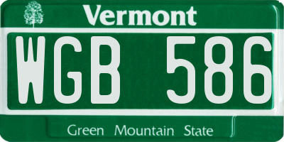 VT license plate WGB586