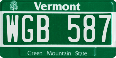 VT license plate WGB587