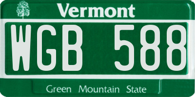 VT license plate WGB588