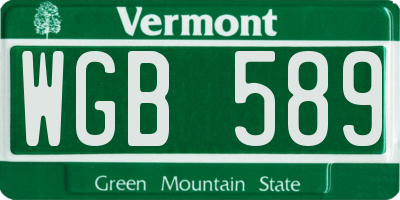 VT license plate WGB589