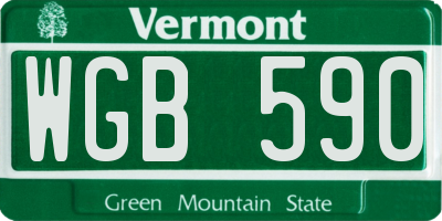 VT license plate WGB590