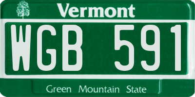 VT license plate WGB591