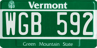 VT license plate WGB592