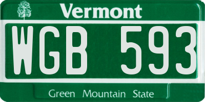 VT license plate WGB593