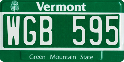 VT license plate WGB595