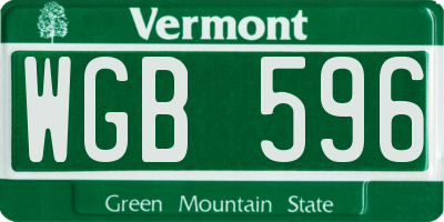 VT license plate WGB596