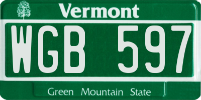 VT license plate WGB597