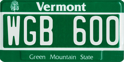 VT license plate WGB600