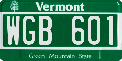 VT license plate WGB601