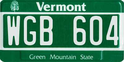VT license plate WGB604