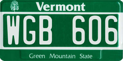 VT license plate WGB606