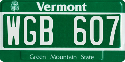 VT license plate WGB607