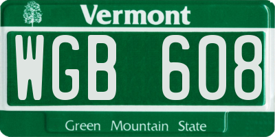 VT license plate WGB608