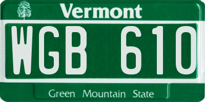 VT license plate WGB610