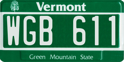 VT license plate WGB611