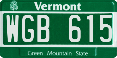 VT license plate WGB615
