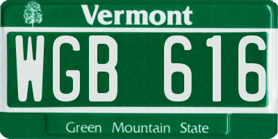 VT license plate WGB616