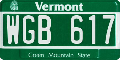 VT license plate WGB617
