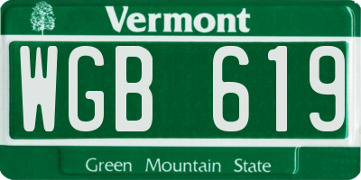 VT license plate WGB619