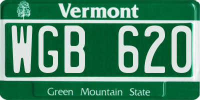 VT license plate WGB620