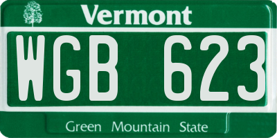 VT license plate WGB623