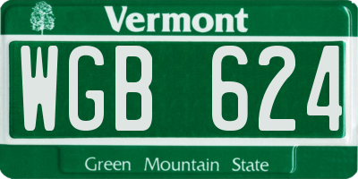VT license plate WGB624
