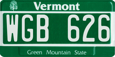 VT license plate WGB626