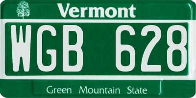 VT license plate WGB628