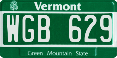 VT license plate WGB629