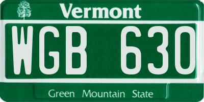 VT license plate WGB630