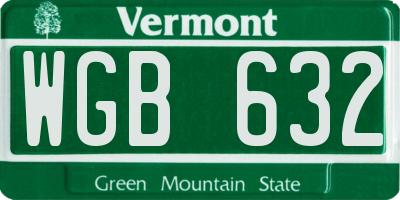 VT license plate WGB632
